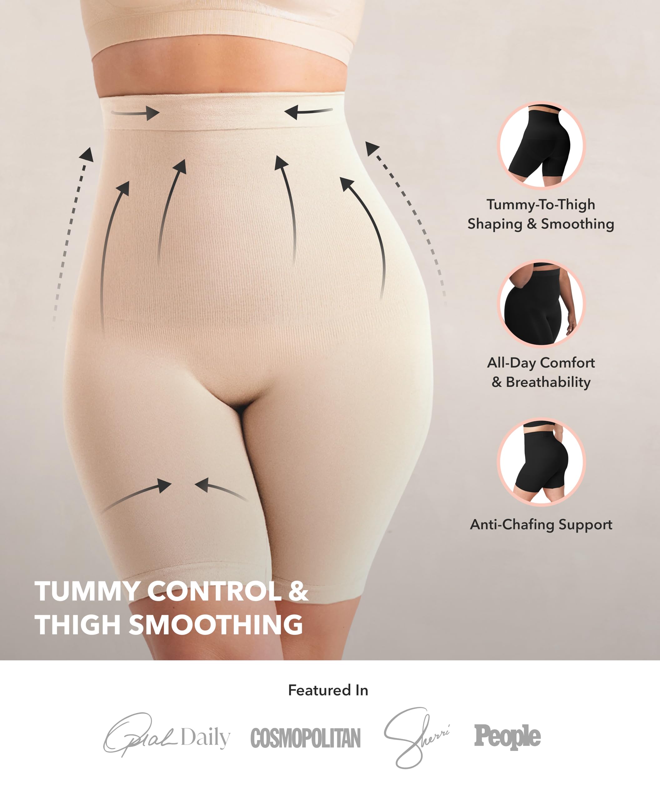 SHAPERMINT Shapewear for Women - High-Waisted Shapewear Tummy Control Shorts, Thigh Slimmer, Underwear for Women