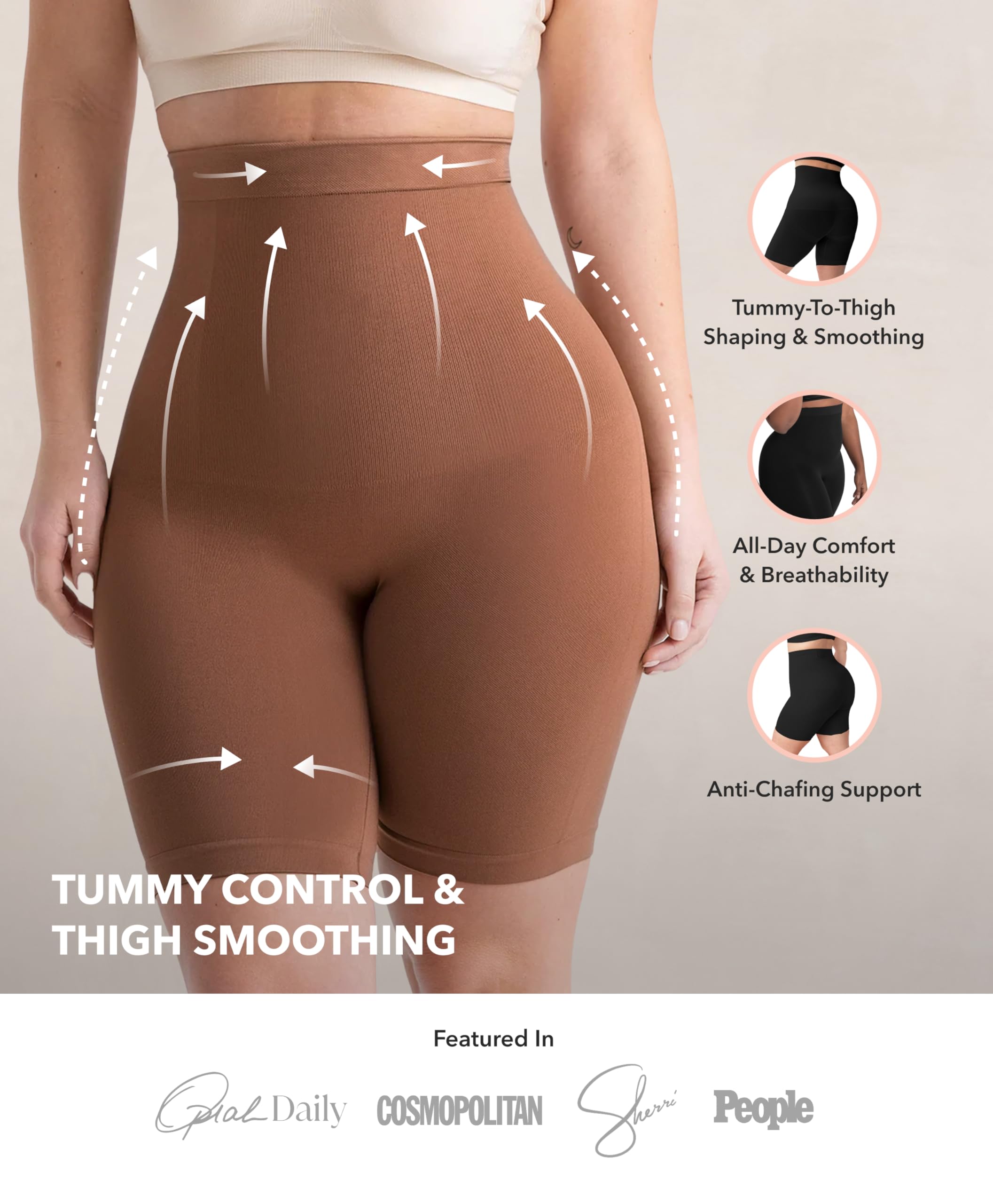 SHAPERMINT Shapewear for Women - High-Waisted Shapewear Tummy Control Shorts, Thigh Slimmer, Underwear for Women