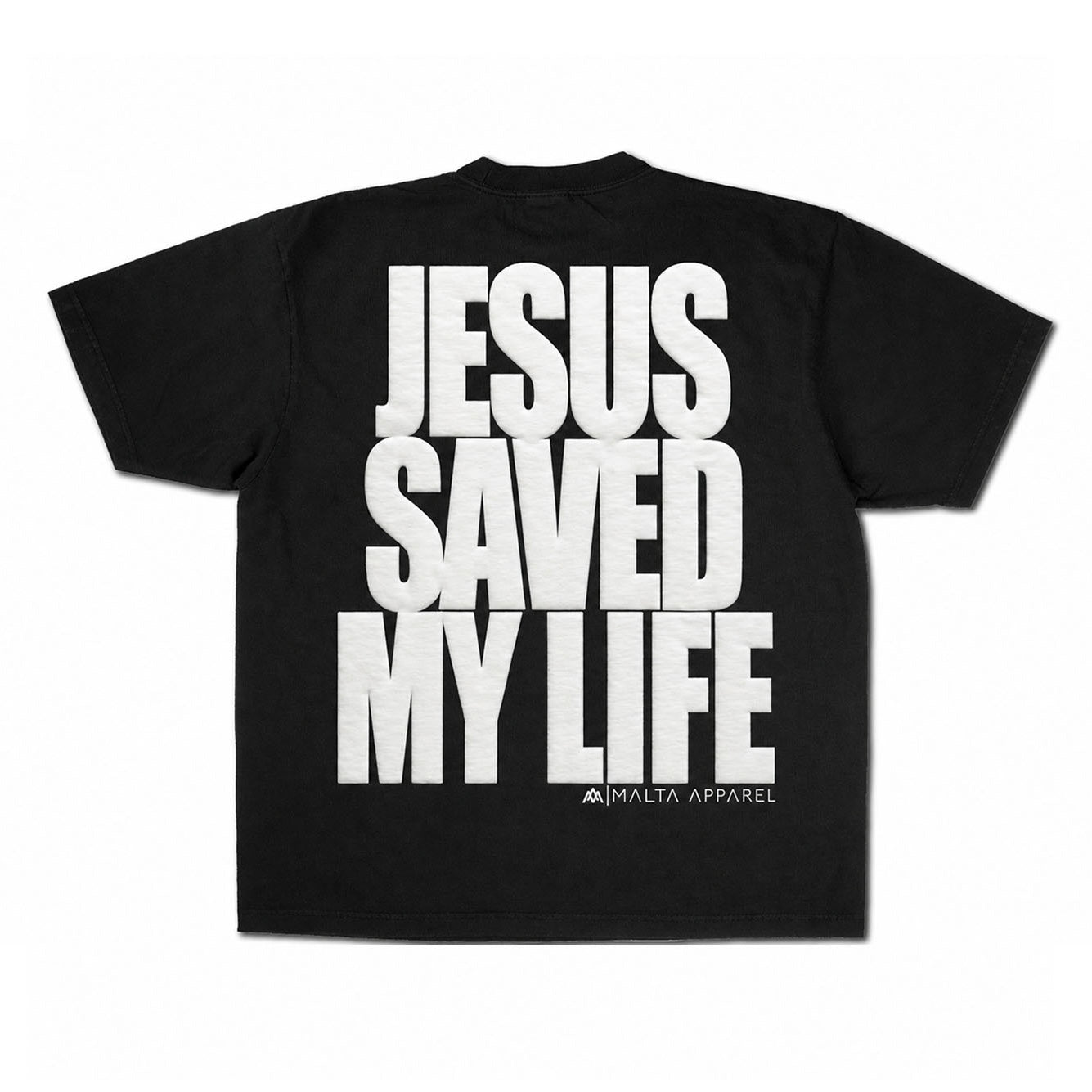 Jesus Saved My Life PUFF PRINT - Black