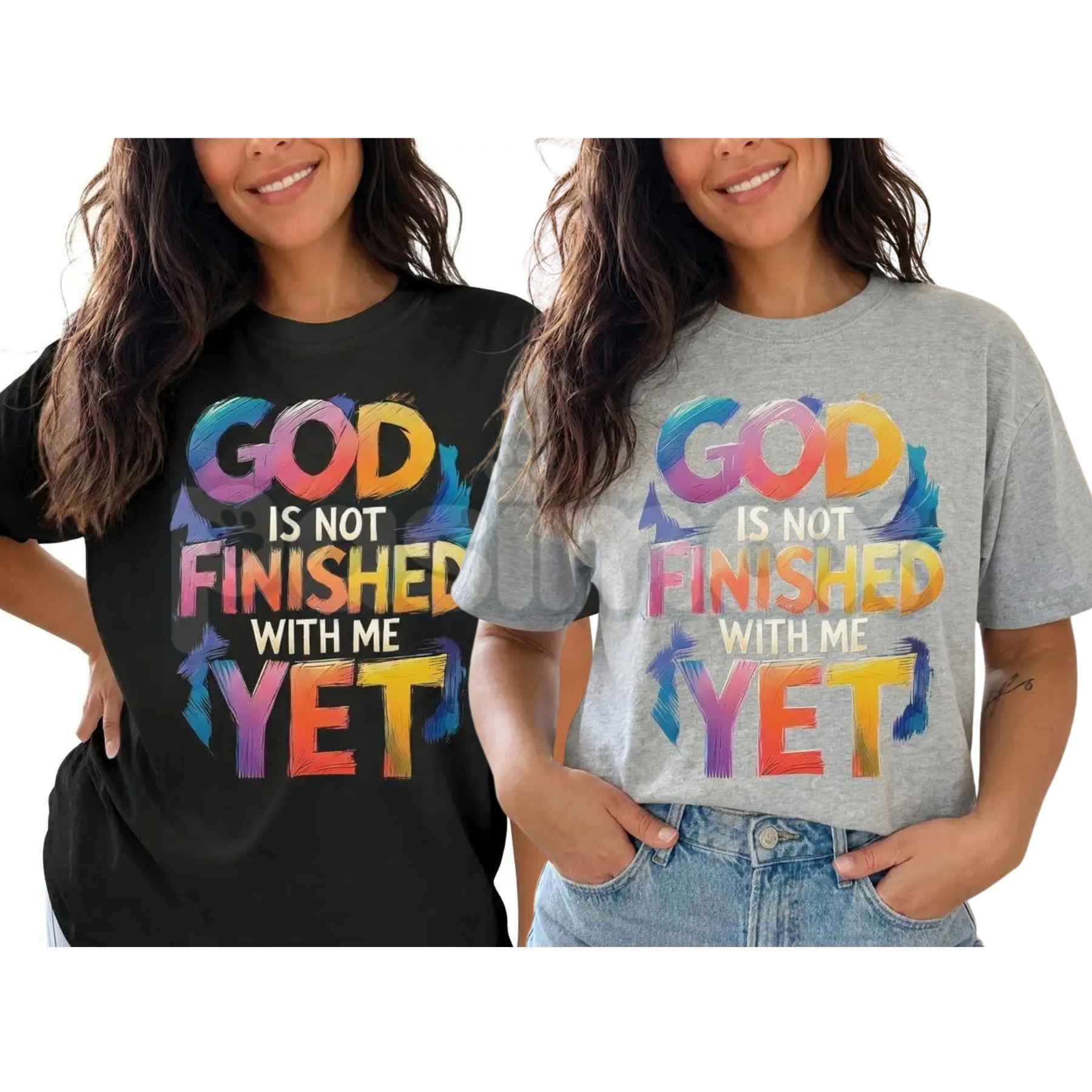 God Is Not Finished With Me Yet Faith Shirt – Christian Graphic Tee Women Plus Size, Inspirational Religious T-Shirt